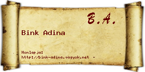 Bink Adina névjegykártya